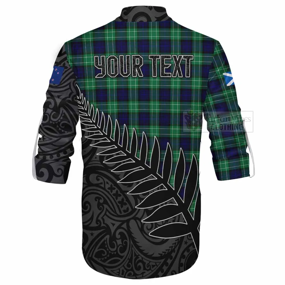 Abercrombie Crest Tartan Ghillie Kilt Shirt with New Zealand Silver Fern Half Style