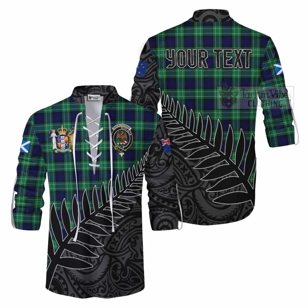 Abercrombie Crest Tartan Ghillie Kilt Shirt with New Zealand Silver Fern Half Style