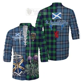 Abercrombie Tartan Ghillie Kilt Shirt Happy St. Andrew's Day Half Tartan Style