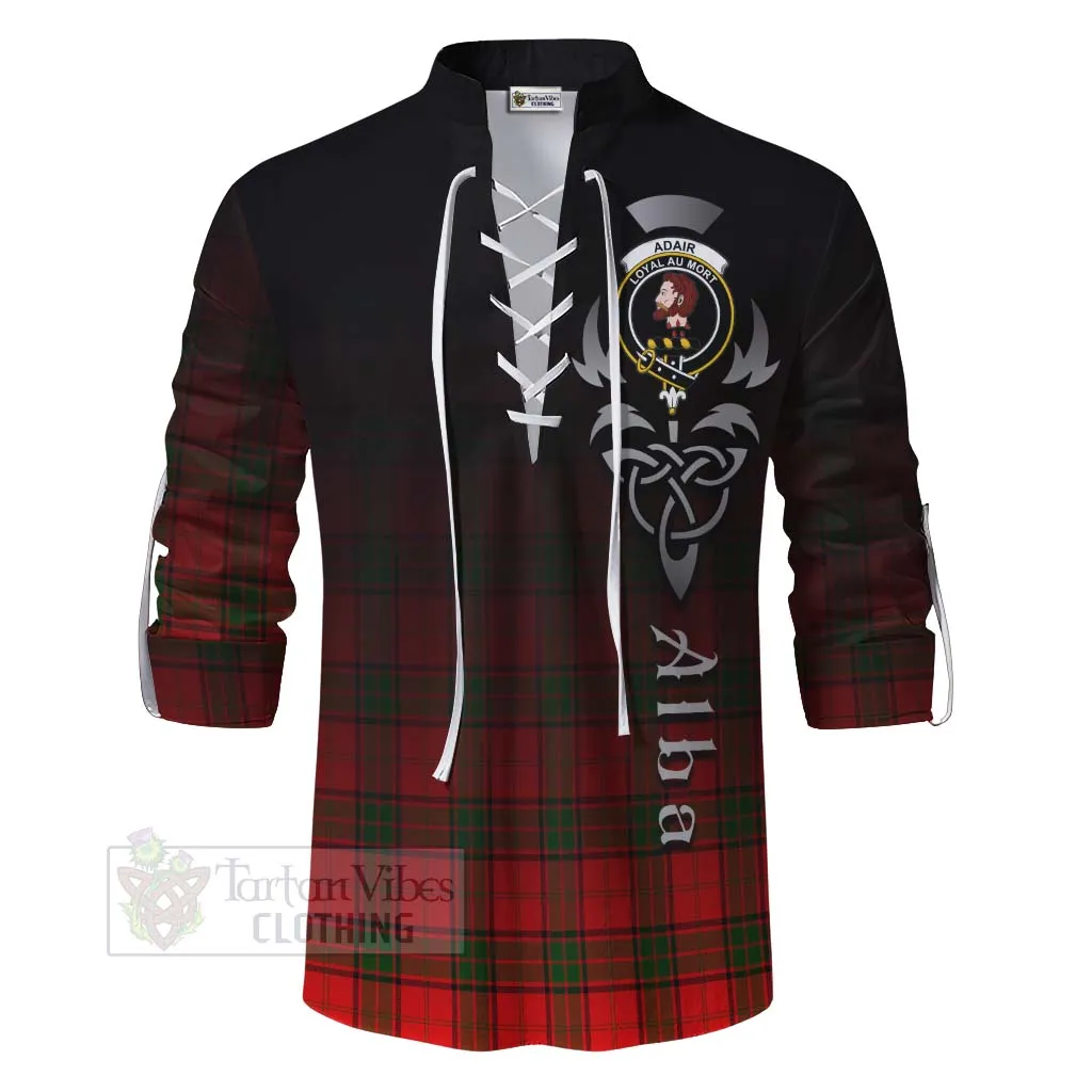 Adair Tartan Ghillie Kilt Shirt Featuring Alba Gu Brath Family Crest Celtic Inspired
