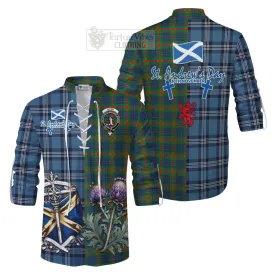 Aiton Tartan Ghillie Kilt Shirt Happy St. Andrew's Day Half Tartan Style