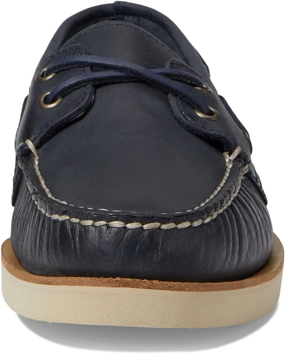 Authentic Original Double Sole Cross Lace Sperry Boat Shoes, navy