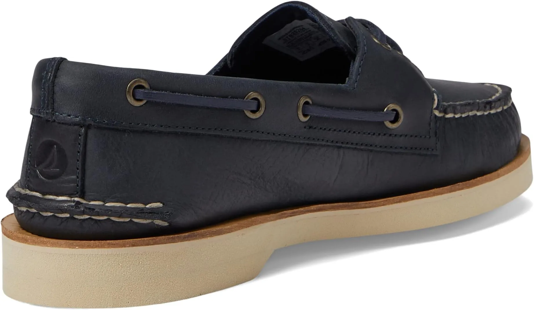 Authentic Original Double Sole Cross Lace Sperry Boat Shoes, navy