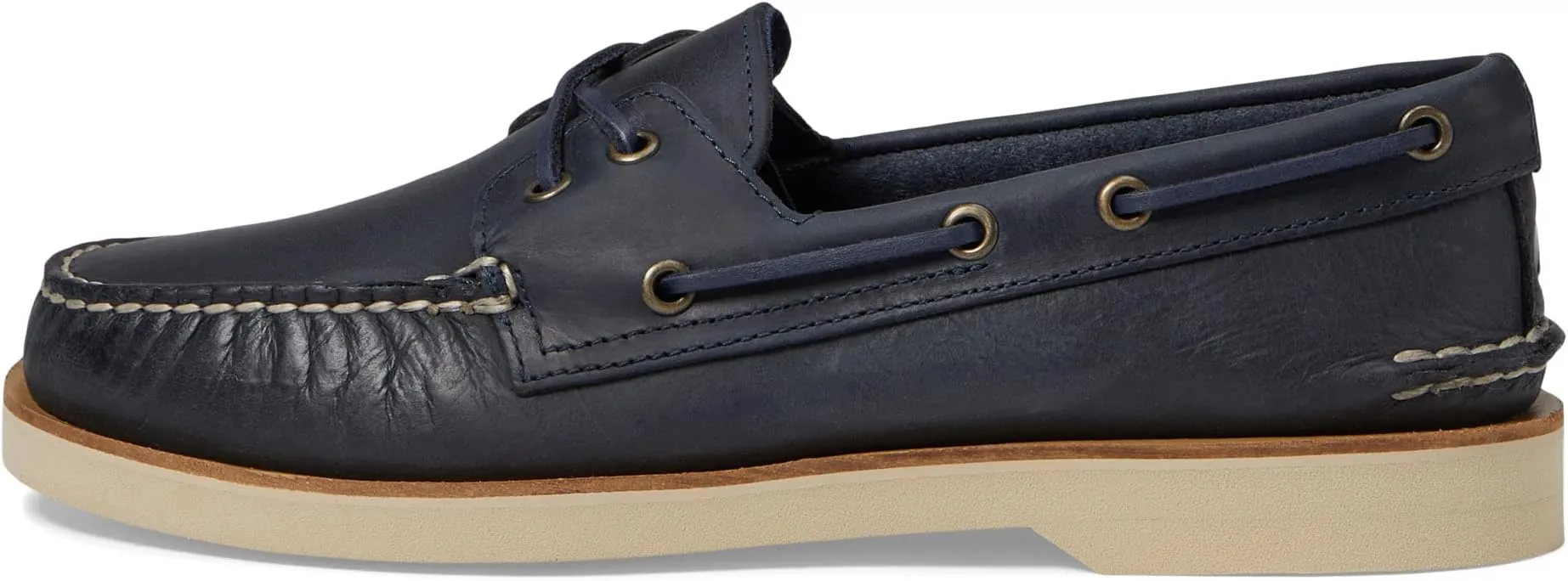 Authentic Original Double Sole Cross Lace Sperry Boat Shoes, navy