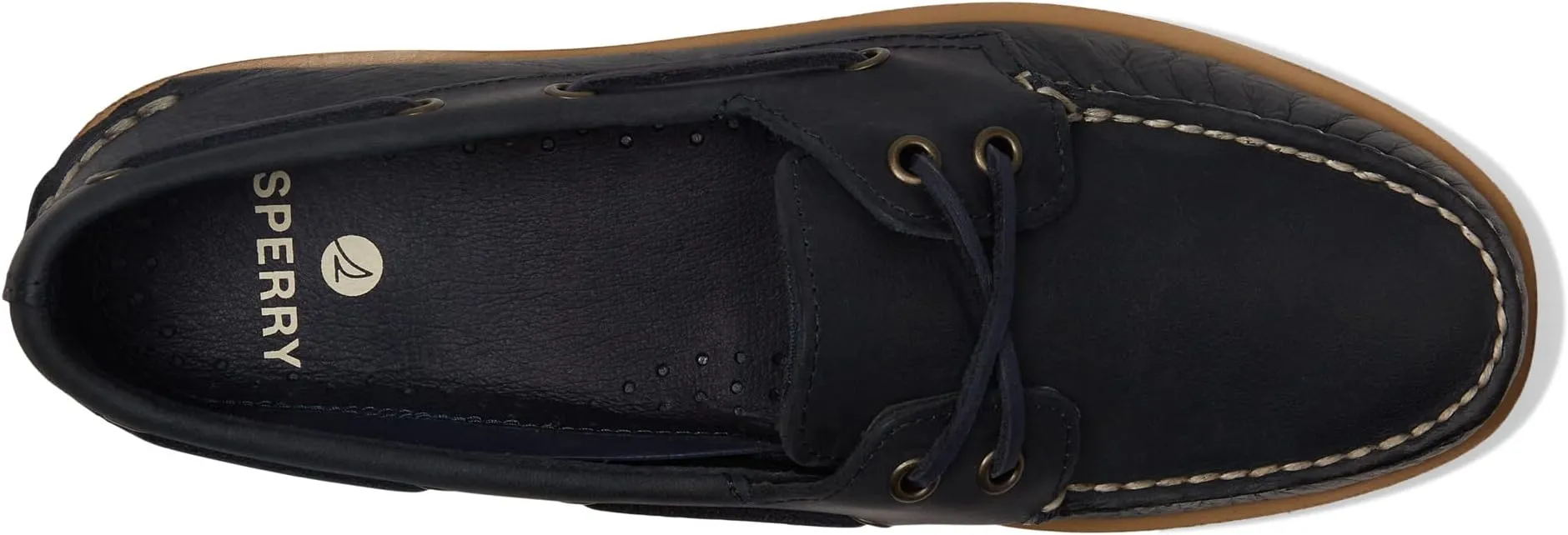 Authentic Original Double Sole Cross Lace Sperry Boat Shoes, navy