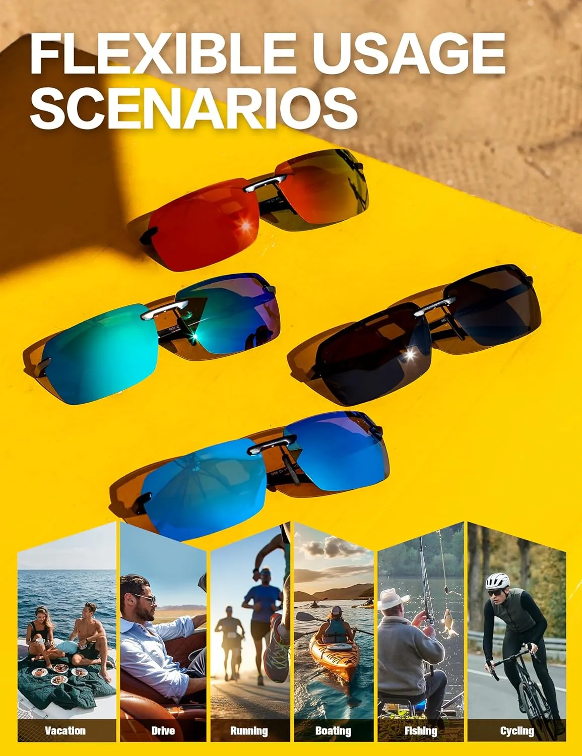 BIRCEN Polarized Sunglasses for Men - UV Protection Sports Sun Glasses Classic Black Shades for Driving Fishing