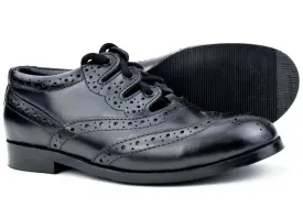 Boys Black Leather Ghillie Brogues