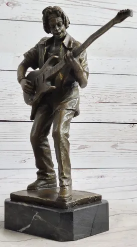 Bronze Sculpture Black Entertainer Jazz Guitar Player Hot Cast Home Decor Sale