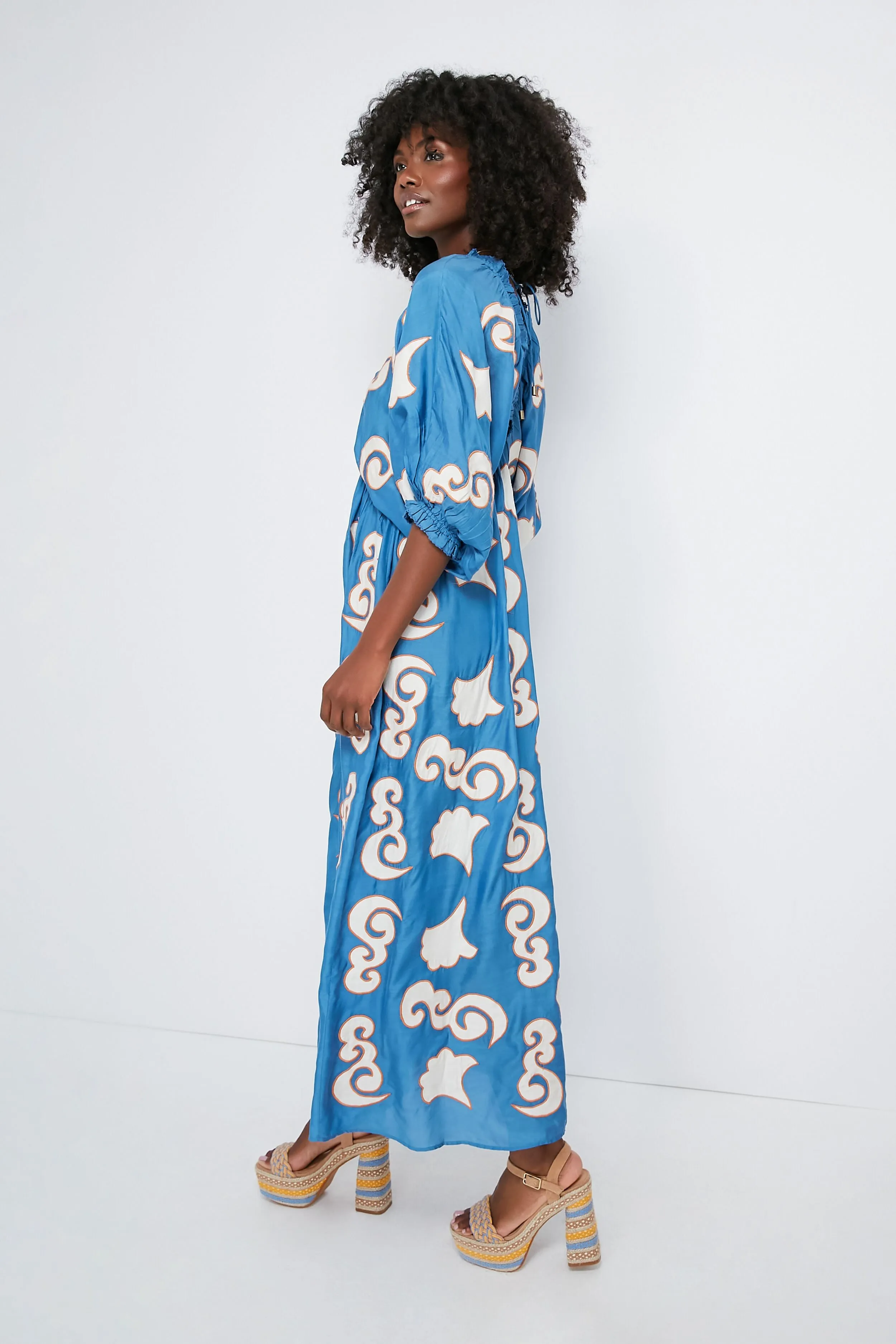 Gagan Sky Lucia Patch Embroidered Maxi Dress