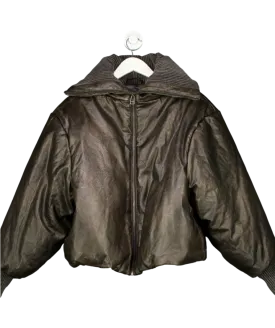 Jaded London Brown Alloy Vegan Leather Bomber Jacket UK S