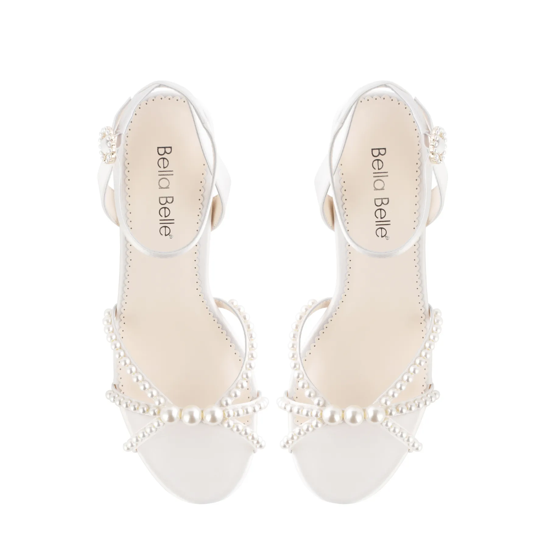 Lilia - Ivory Open-Toe Strappy Pearl Block Heels