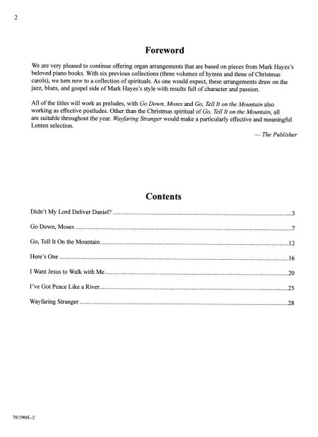 Mark Hayes Spirituals for Organ