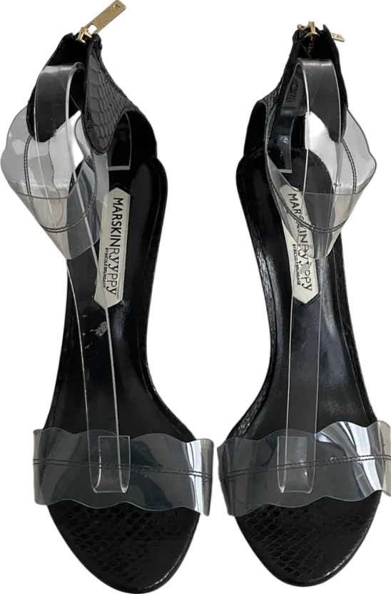 Marskinryypyy Black Pauwau Ankle Strap Heeled Sandals UK 8 EU 41 👠
