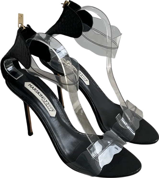 Marskinryypyy Black Pauwau Ankle Strap Heeled Sandals UK 8 EU 41 👠