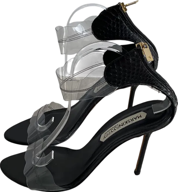 Marskinryypyy Black Pauwau Ankle Strap Heeled Sandals UK 8 EU 41 👠
