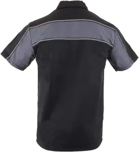 Milwaukee Leather MDM11672.01 Men's Black and Grey Button Up Heavy-Duty Work Shirt | Classic Mechanic Work Shirt