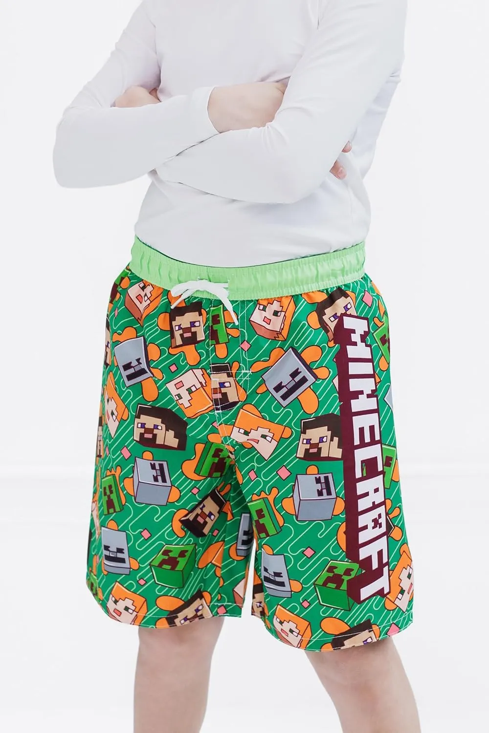 Minecraft UPF 50  Swim Trunks Bathing Suit Toddler to Big Kid Sizes (4T - 18-20)