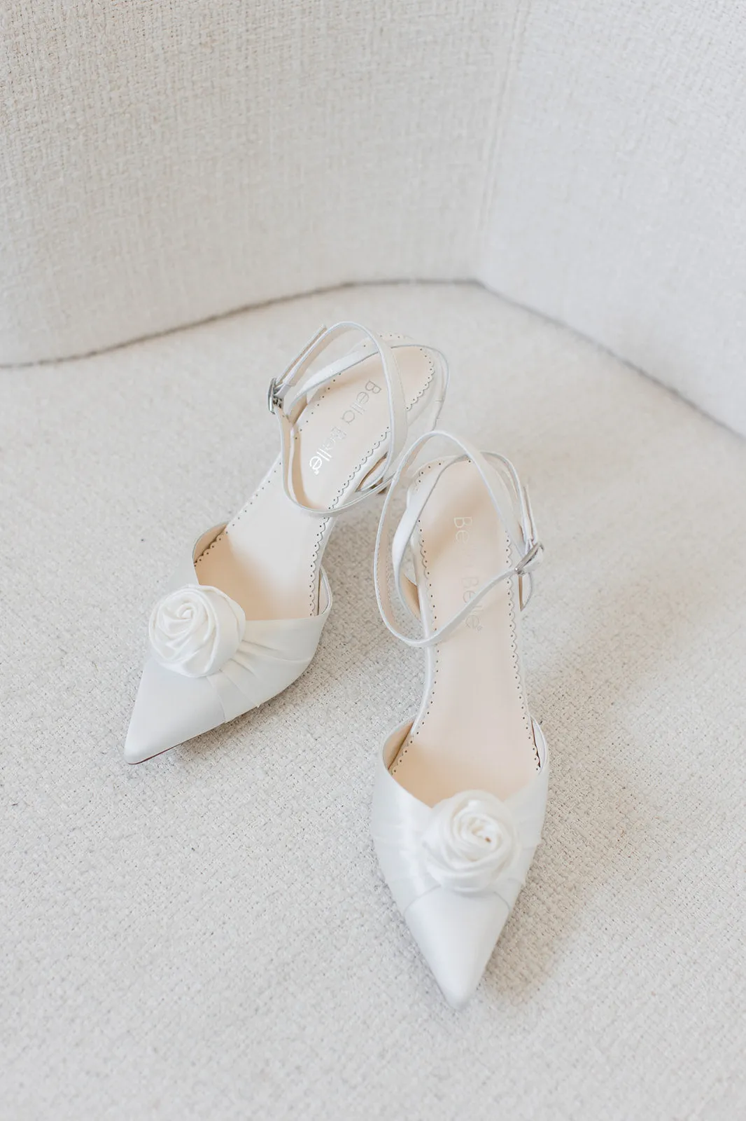 Noelle - Ivory Pointed Toe Rosette Ivory Flower Heels