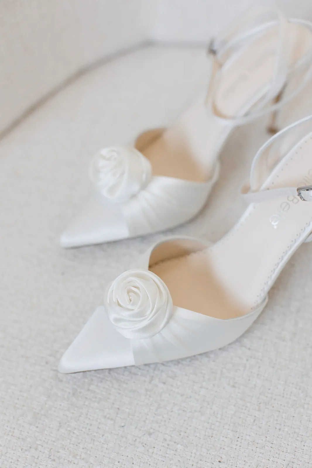 Noelle - Ivory Pointed Toe Rosette Ivory Flower Heels