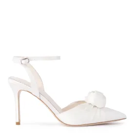 Noelle - Ivory Pointed Toe Rosette Ivory Flower Heels