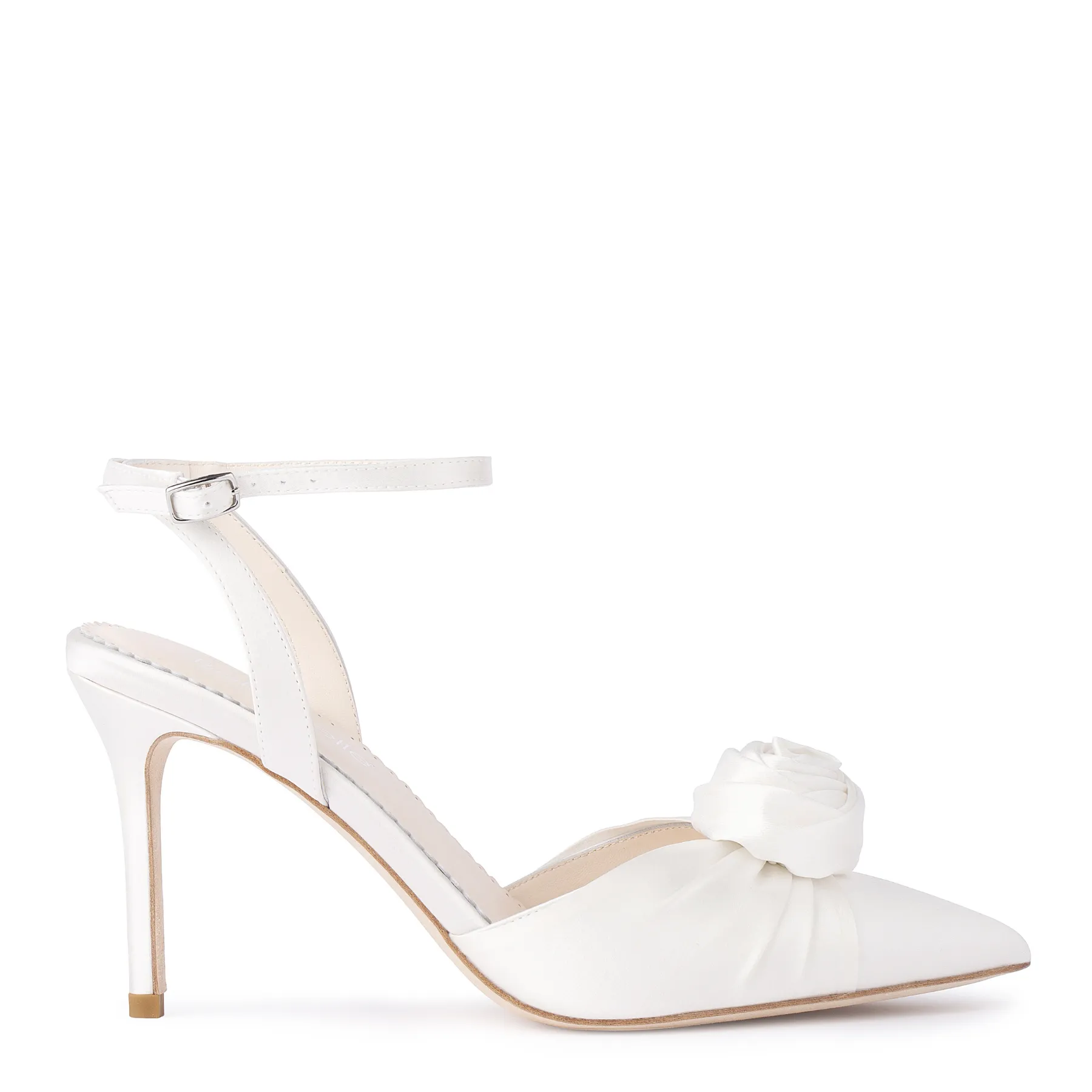 Noelle - Ivory Pointed Toe Rosette Ivory Flower Heels