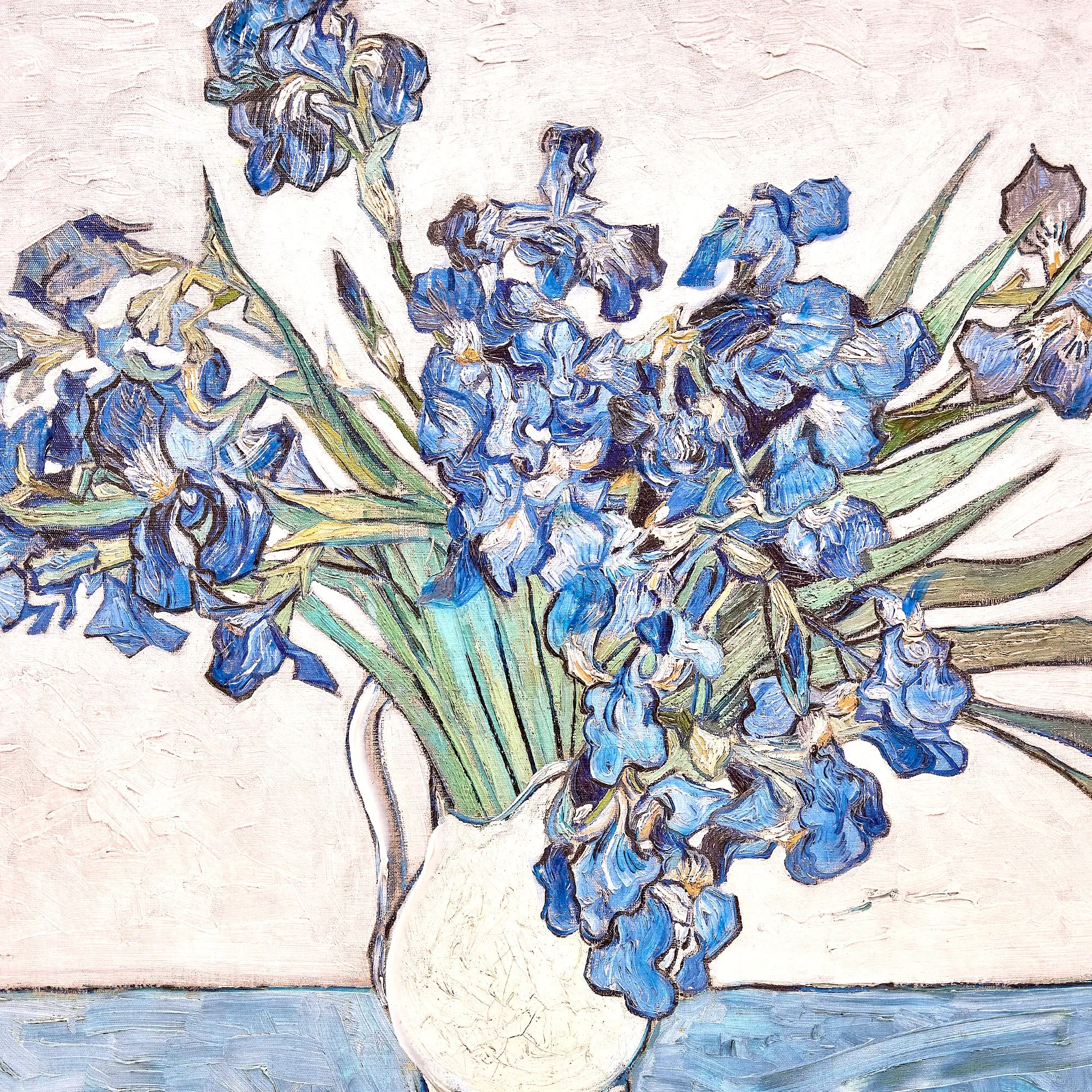 Ornate Framed Blue Irises Canvas Print by Vincent van Gogh 31.5" x 27.5"