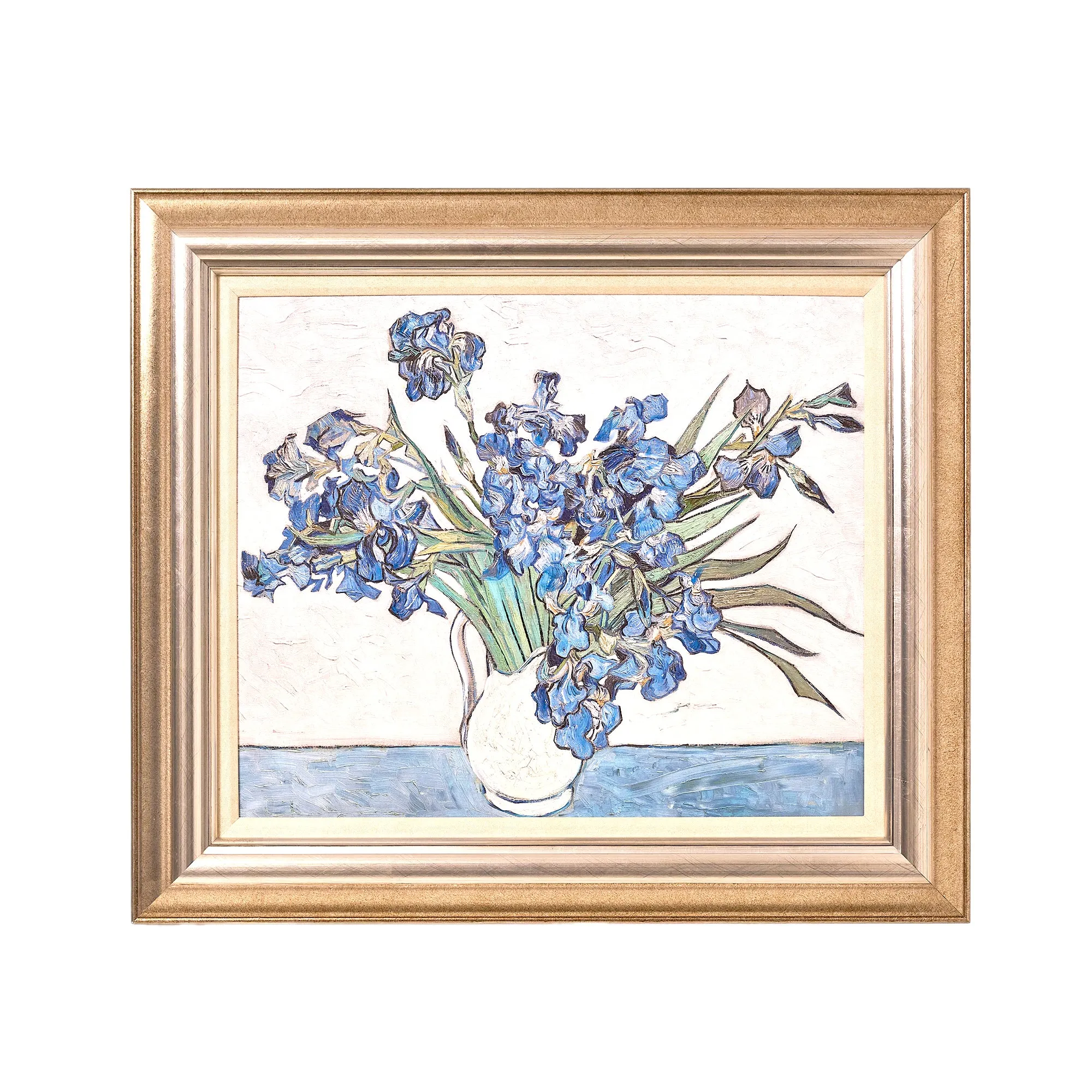 Ornate Framed Blue Irises Canvas Print by Vincent van Gogh 31.5" x 27.5"