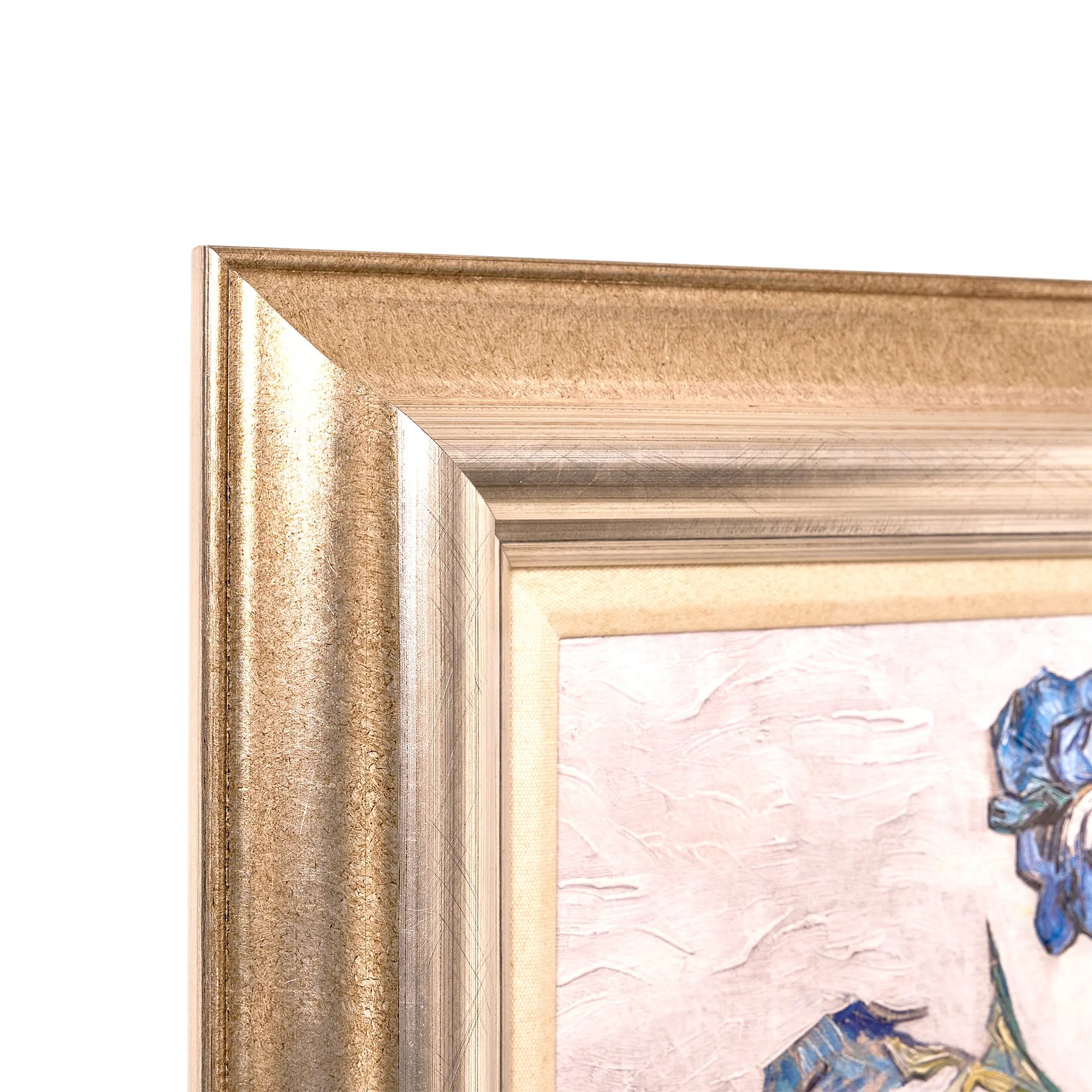 Ornate Framed Blue Irises Canvas Print by Vincent van Gogh 31.5" x 27.5"