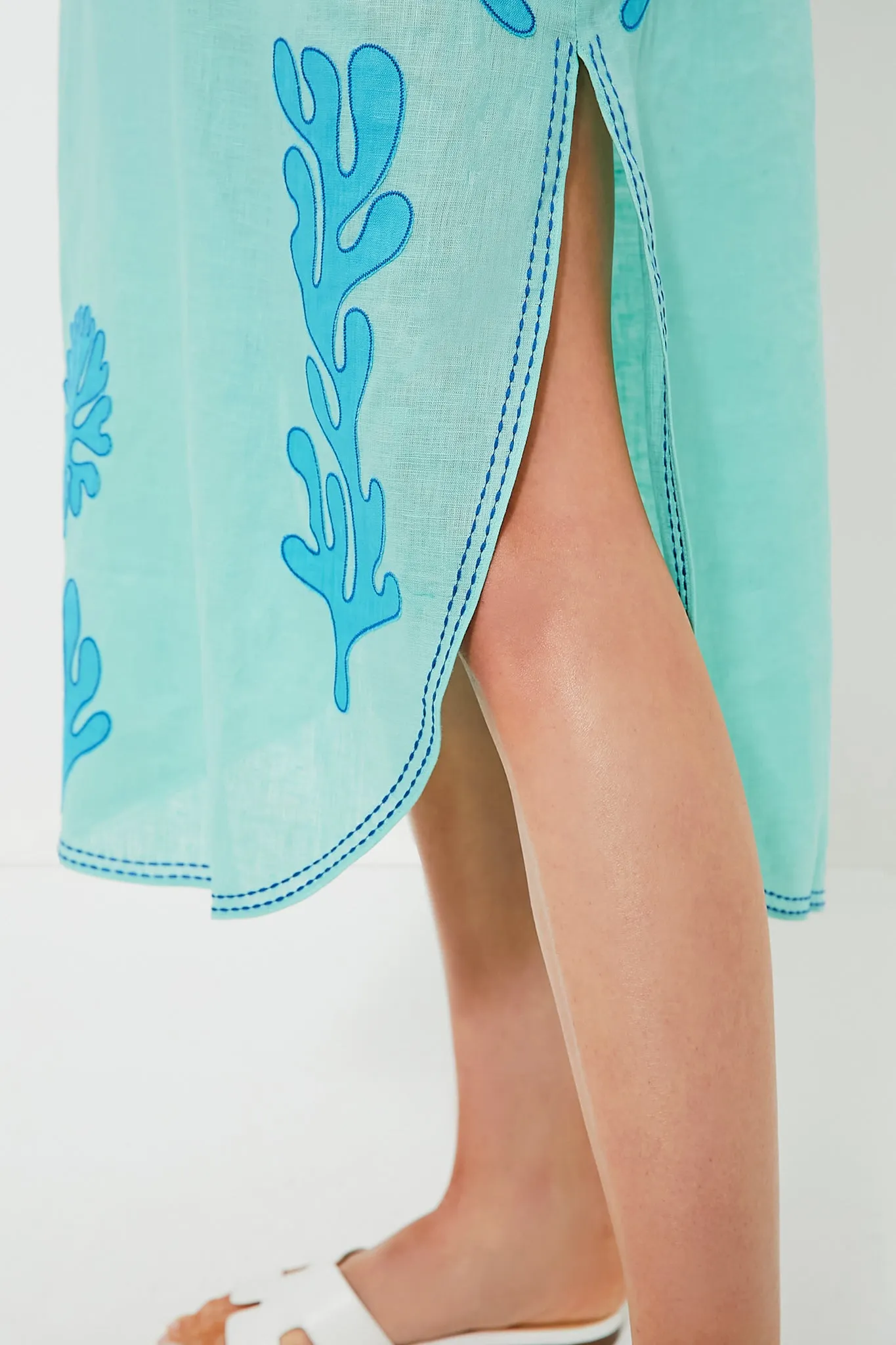 Seafoam Embroidered Aree Kaftan