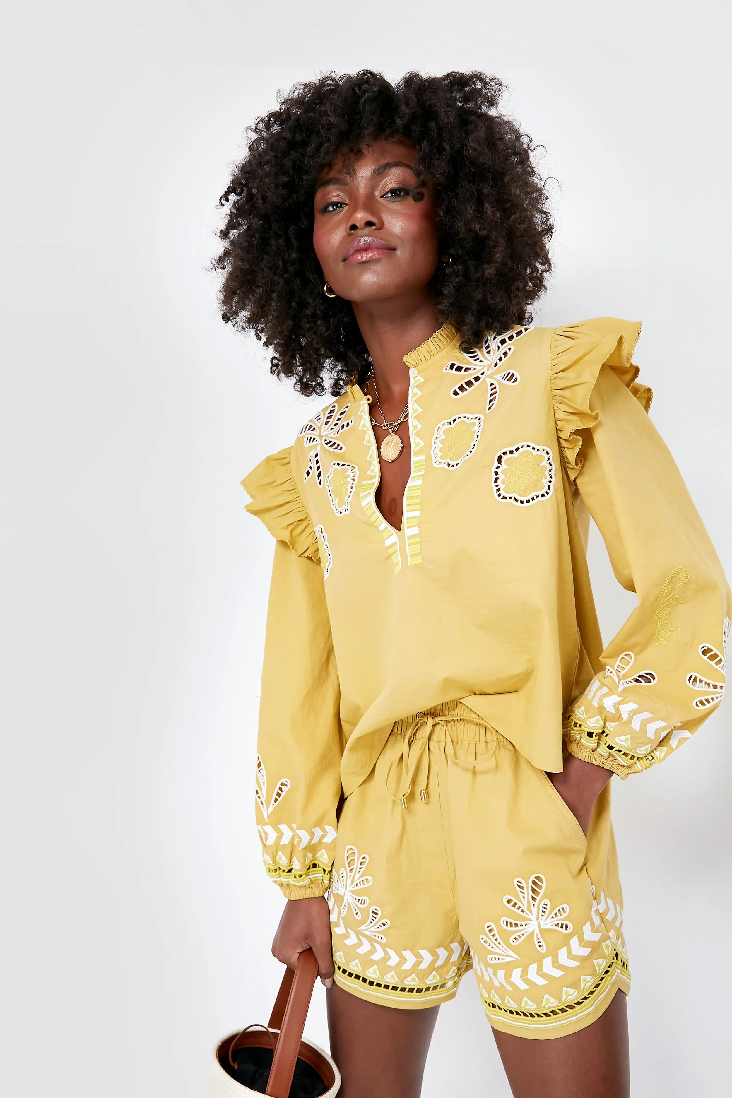 Soumy Olive Dilli Embroidered Blouse