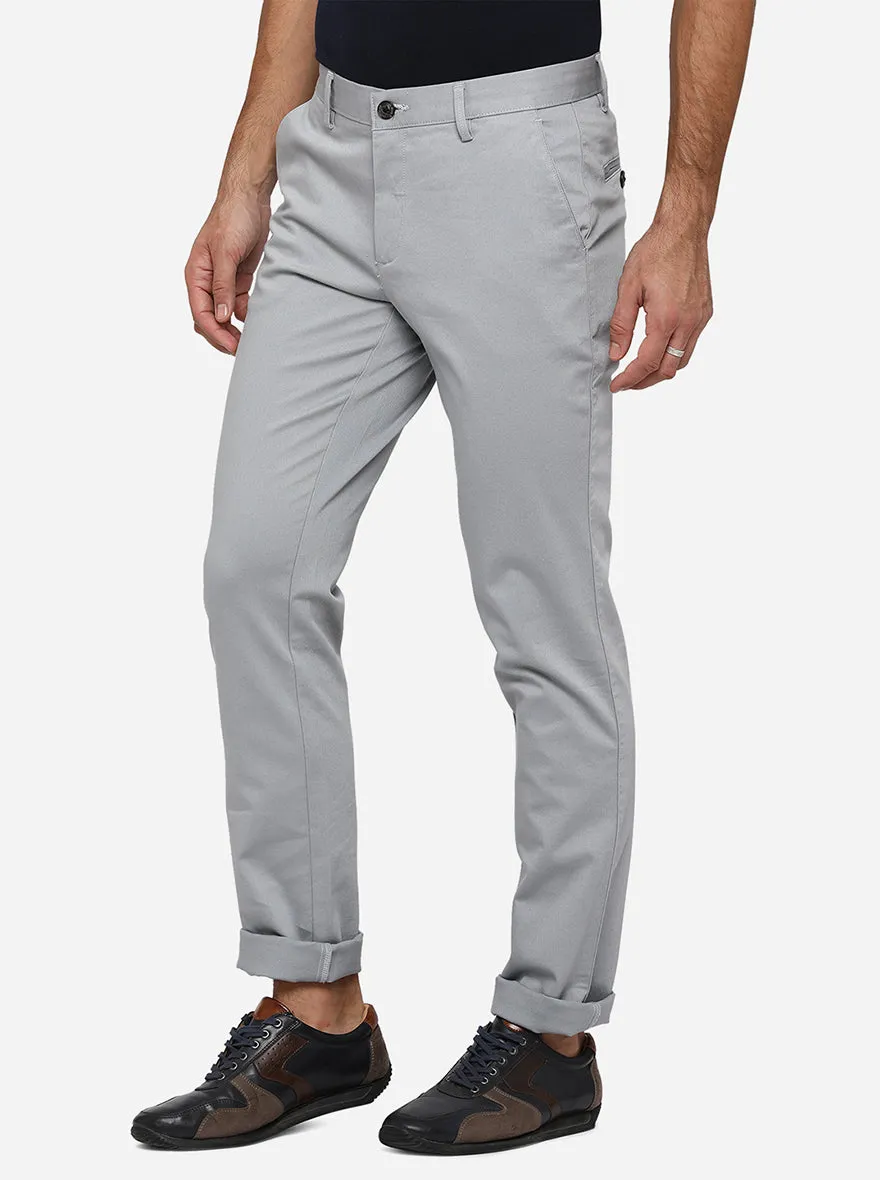 Steal Grey Solid Uno Fit Casual Trouser | JadeBlue