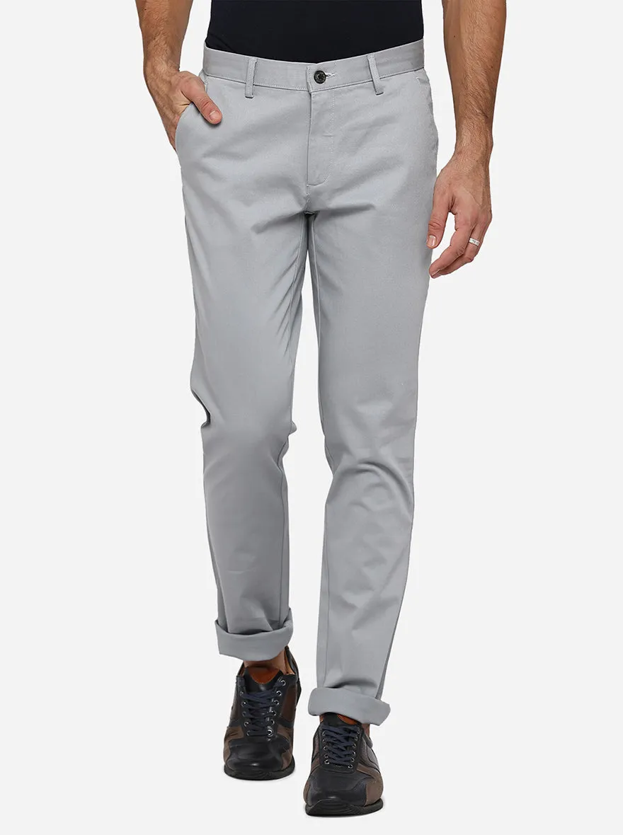 Steal Grey Solid Uno Fit Casual Trouser | JadeBlue