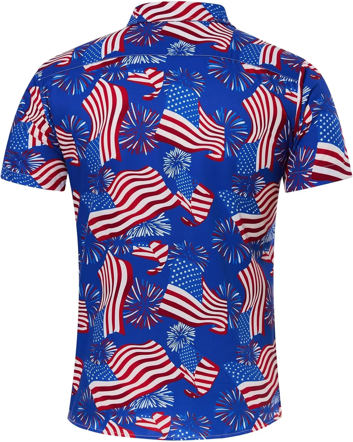 uideazone Mens 4th of July American Flag Patriotic Shirt USA Short Sleeve Button Up Independence Day Shirt M-XXL