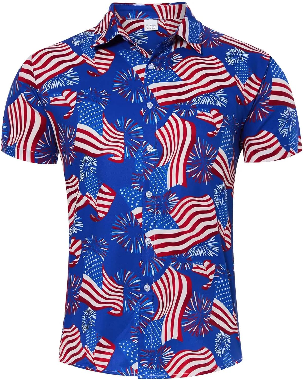 uideazone Mens 4th of July American Flag Patriotic Shirt USA Short Sleeve Button Up Independence Day Shirt M-XXL