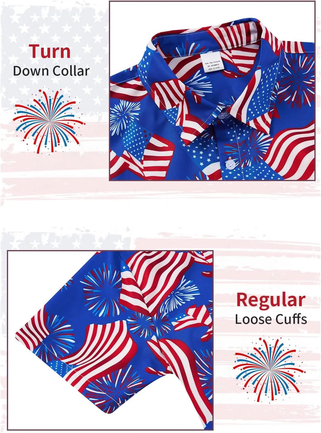 uideazone Mens 4th of July American Flag Patriotic Shirt USA Short Sleeve Button Up Independence Day Shirt M-XXL
