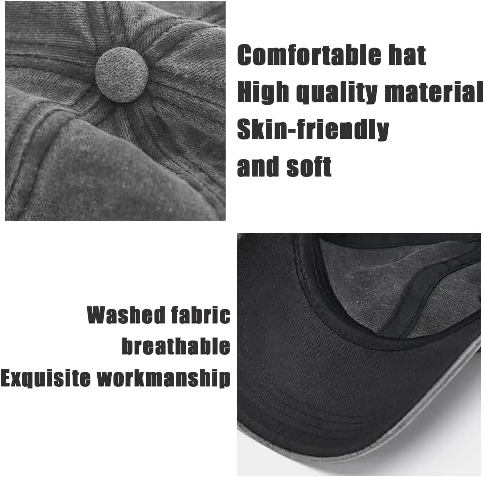 Vintage Baseball Cap for Men Women UPF50  Washed Cotton Low Profile Adjustable Distressed Golf Dad Hat